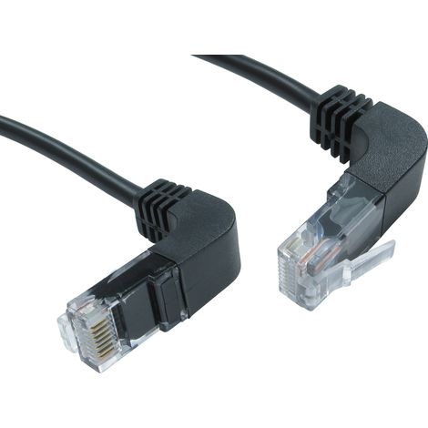 Câble Ethernet catégorie 5e UTP RS PRO, Noir, 3m PVC Avec connecteur coudé ( Prix pour 1 )