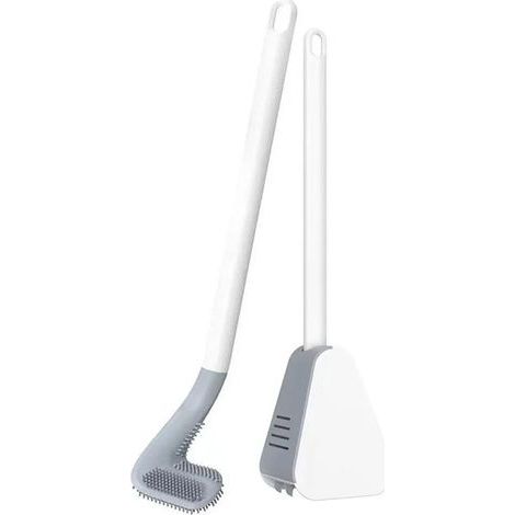 Toilettenbürste, golfballförmige Toilettenbürste mit Halterung, Toilettenbürste mit langem Griff, flexible Toilettenbürste, Silikon-Toilettenbürste mit Kugelkopf (1/5)