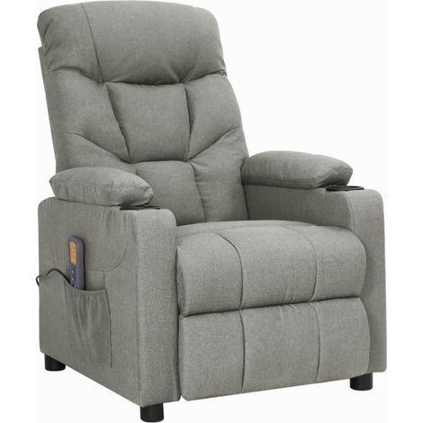 Fauteuil de massage inclinable Gris clair Tissu 22 (1/5)