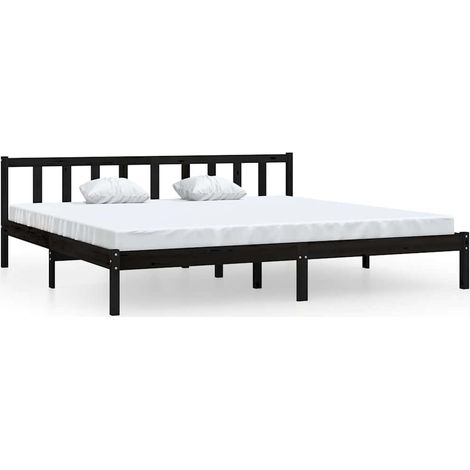 Maison Exclusive - Massivholzbett Schwarz Kiefer 200x200 cm (1/5)