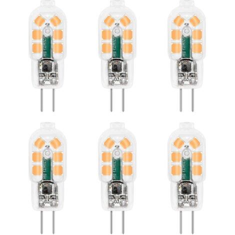 RHG Ampoule G4 LED 12V 2W Blanc Chaud 3000K, 200lm, Équivalent Lampe Halogène G4 10W 20W, non-dimmable, Bi-pin G4 12V LED AC DC pour Lustre, Lampe de Table, lot de 6 [Classe énergétique A++] (1/5)