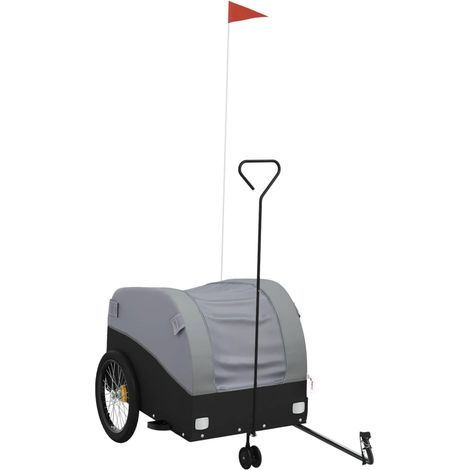 Remorque de vélo noir et gris 45 kg fer (1/5)