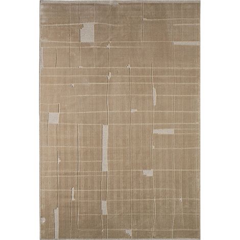 Tapis classique beige en viscose finition artisanale élégante - Beige naturel doux et élégant (1/5)