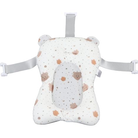 Tapis de bain pour bébé antidérapant, doux, à séchage rapide et léger, pour bébé assis ou allongé, blanc. (1/5)