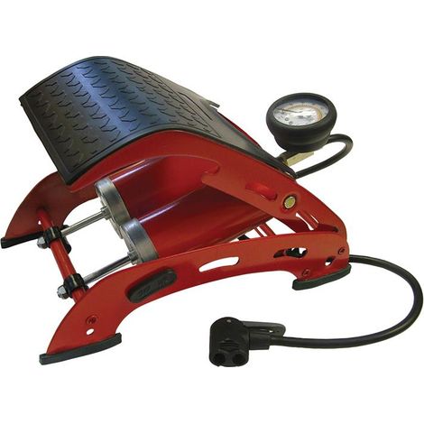Faithfull Double Cylinder Foot Pump with Analogue Gauge and 60cm Hose