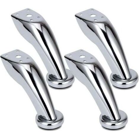 4 Pièces Pieds de Meubles, Pieds Canapé Épais Acier Inoxydable, Pieds Chromé, Meubles Armoire Lit Canapé Pieds, pour Canapés, Chaises, Tabourets, Armoires (1/4)