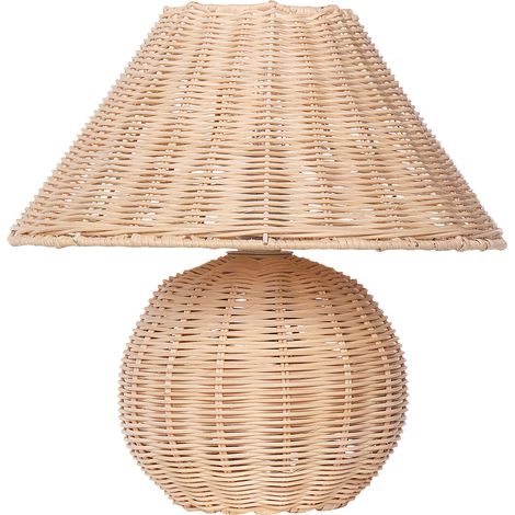 Lámpara de mesa de ratán natural color beige estilo boho sala de estar dormitorio Cinder (1/5)