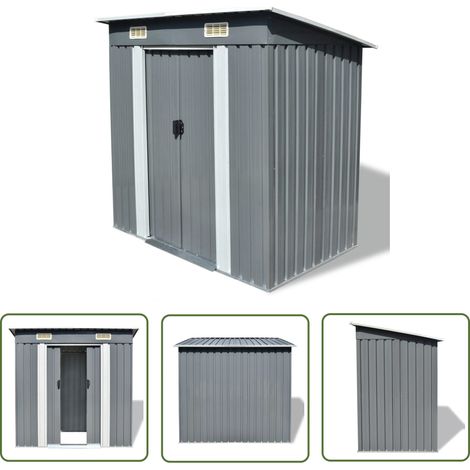 The Living Store Abri de jardin Métal Gris - Abri De Jardin - Abri Métallique - Rangement Extérieur - Cabane De Jardin - Outillage (1/5)