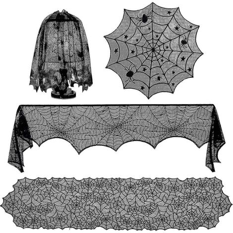 Ensemble de nappes d'Halloween effrayantes : abat-jour chauve-souris et toile d'araignée (1/5)
