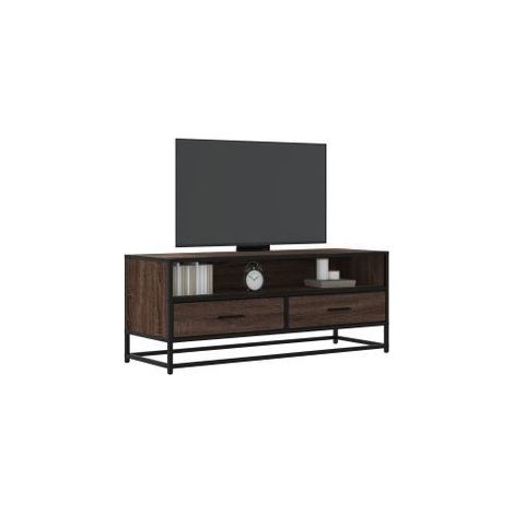 Meuble TV chêne marron 100x34,5x40 bois d'ingénierie et métal (1/5)