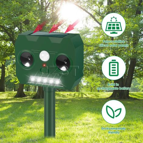 Répulsif à rongeurs solaire – Ultrasonique avec capteur infrarouge PIR – Convient aux fermes et aux jardins (1/4)