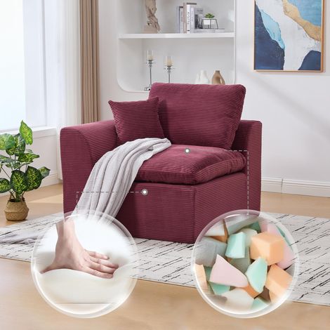 Canapé minimaliste moderne en tissu, canapé une place pour salon, fauteuil moelleux et confortable avec coussins. Disponible avec coussins. Canapé de détente de style nordique. Il est recommandé d'ach