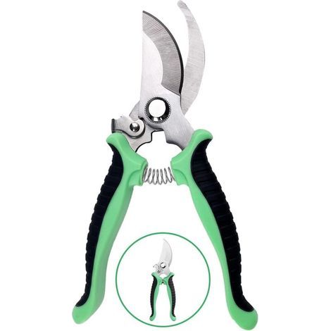 Gartenschere, rutschfeste Schere mit arretierbarem Griff, professionelle Reparatur-Gartenschere für Blumenäste, zum Schneiden von Gärten, Sträuchern und Zäunen (Grün) (1/4)