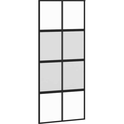 Maison Exclusive - Schiebetür Schwarz 90x205 cm Hartglas und Alum