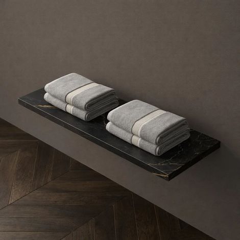 Mensola inferiore lavabo sospeso freya in artificial stone nero e nocciola venato finitura- nero - confezione 1 (1/5)