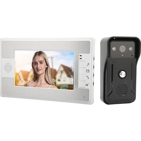 Sonnette Vidéo, Sonnette de Visiophone de 7 Pouces, Système D'interphone de Sonnette avec Vision Nocturne pour Coffre-fort D'appartement à la Maison (1/5)