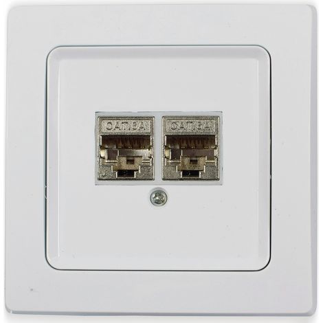 Double prise DELPHI RJ45, CAT.6, blanche