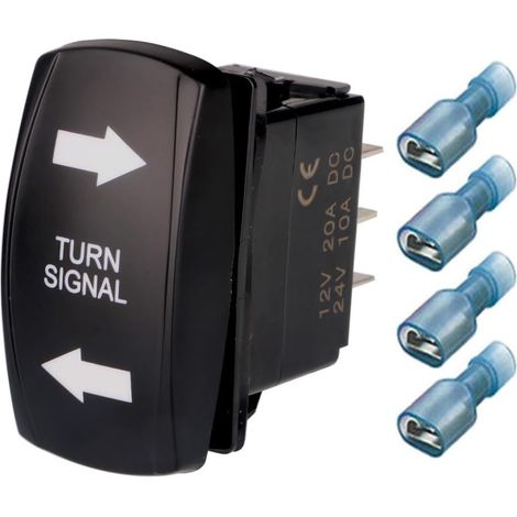 Interrupteur de clignotant bleu 4 broches ON OFF ON interrupteur à bascule gravé au laser SPDT interrupteurs à bascule 12 V 20 A 24 V 10 A pour voitures, camping-cars, remorques (1/5)