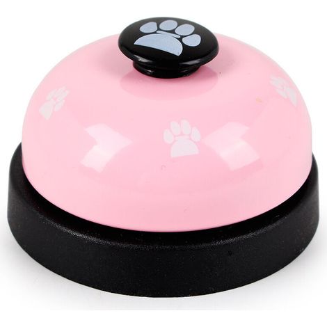Cloche de dressage pour chien, lot de 2 cloches de dressage pour chien, chiot, chat, sonnette de porte pour chien et chat avec base en caoutchouc antidérapante(rose) (1/5)
