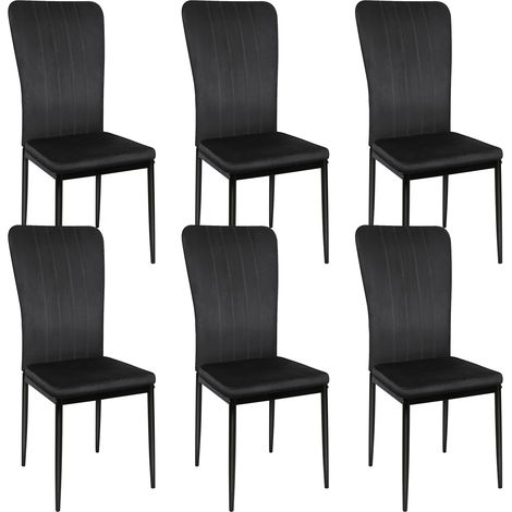 Set de 6 Sillas de Comedor, Sillas de Cocina Asiento de Terciopelo, Sillas ergonómicas para cocina, restaurantes, sala de estar, Negro (1/5)