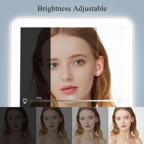 Miroir De Maquillage - LED Rechargeable - Éclairage Tricolore Blanc Chaud Froid - Écran Tactile Réglable - 12,7 X 19,1 Cm - 260 G (1/4)
