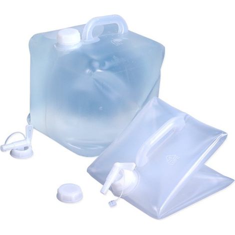 Cubo plegable - Juego de cuatro piezas - Cuadrado con grifo y asa - Para camping - Cubo plegable, libre de BPA, apto para alimentos (1/3)