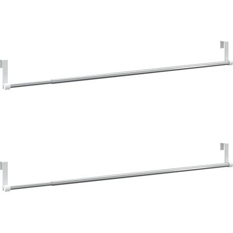 Tringle à rideaux en deux sections, blanche et argentée, 60-105 cm, aluminium. (1/5)