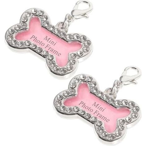 TOYANDONA Médaille d'identification pour animaux de compagnie (chien/chat) - Lot de 2 - Acier inoxydable - Forme d'os - Légère - Cadeau pour les propriétaires d'animaux (1/5)
