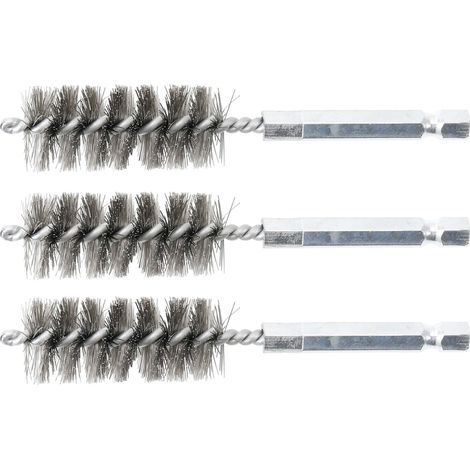 BGS Stahlbürste 18 mm Antrieb Außensechskant 6,3 mm (1/4") 3tlg. - 3078-18-S