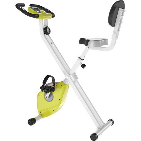 Vélo d'appartement pliable en acier, avec résistance magnétique réglable en hauteur, écran LCD, dimensions : 43 x 97 x 109 cm, jaune. (1/5)
