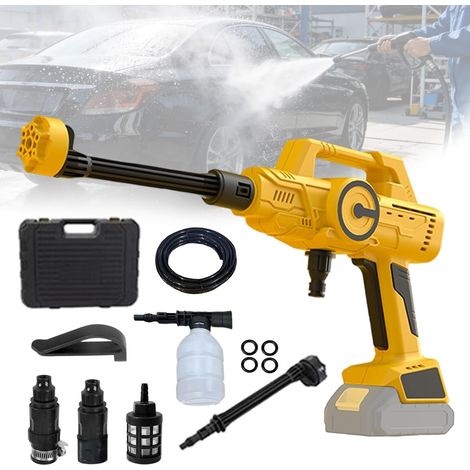 Nettoyeur Haute Pression sans Fil Compatible avec 20 V, 6 en 1 Pistolet Nettoyeur Haute Pression, 12000 PSI Pistolet de Nettoyage sans Balais pour Voiture, Jardin, Terrasse, Maison (1/5)