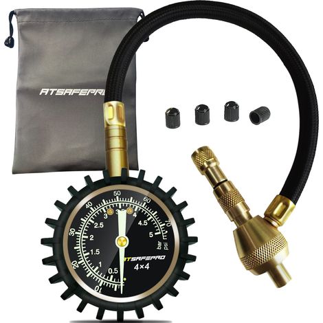 Dégonfleur de pneu - Manomètre 2 en 1 - 75 psi - Avec valve de purge - Mandrin spécial pour pneus tout-terrain 4 x 4 (1/5)
