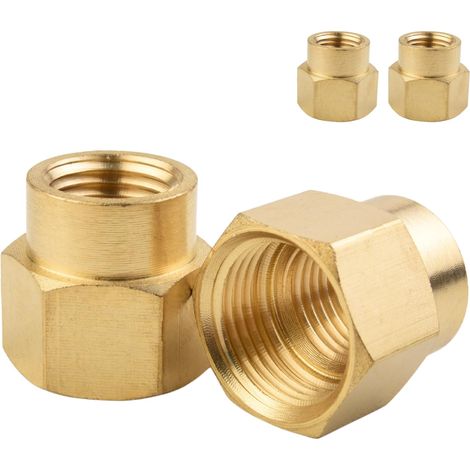 4 Pièces Manchon Réducteur Hexagonal Femelle-Femelle 1/4" vers 3/8" BSP, Laiton Massif Paroi Épaissie, Adaptateur pour Transition de Diamètre en Plomberie (1/5)