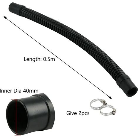Tuyau annelé pour aquarium (40 mm x 0,5 m - 1 pièce) avec embouts en caoutchouc souple et sortie d'eau. (1/5)