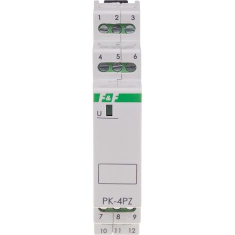 Relé electromagnético PK-4PZ 230V AC, contacto: 2P I=2x8A, 2Z I=2x8A, 1 módulo (1/5)