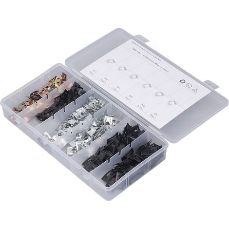 320 Stück Federmuttern aus Kohlenstoffstahlblech M3 M4 M5 M6 Reed Unilateral U Clip Auto Performance Parts (1/5)
