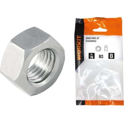 DADO ESAGONALE INOX A2 SELF WORKIT - M 3 CF CF=PZ 76 - 5 confezione
