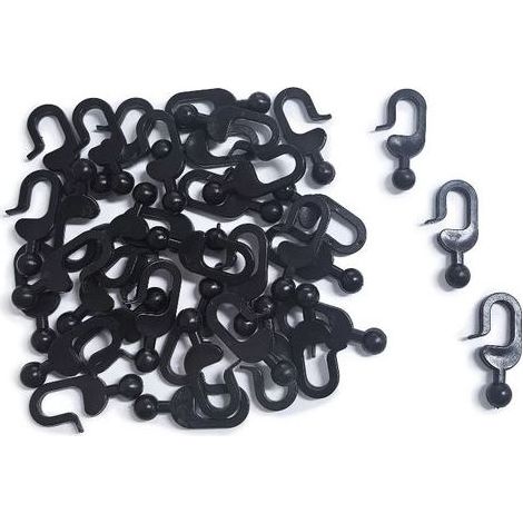 36 Pièces Crochets Rideaux Pergola, Noir Plastique Antirouille à Glissement Fluide, Crochets Invisibles Rideaux pour Moustiquaire, Modern Shade