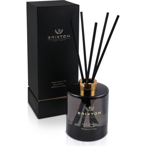 Difusor de aromas de vidrio Brixton con varillas, 500 ml, ámbar e higo negro, Homms (1/5)