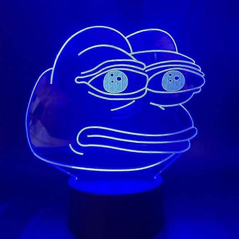 Veilleuse LED 3D SCSYV Grenouille Pepe Triste pour enfants, idéale pour un anniversaire ou une chambre d'enfant. Lampe de table décorative - 16 couleurs, avec télécommande. (1/5)