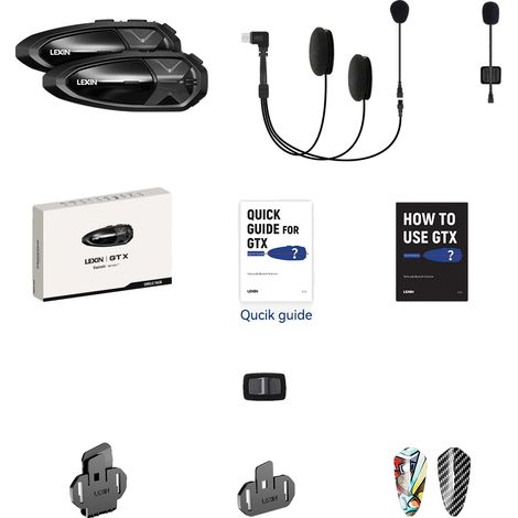 Intercom Lexin GTX, portée de 2000m, prend en charge 10 pilotes (1/2)
