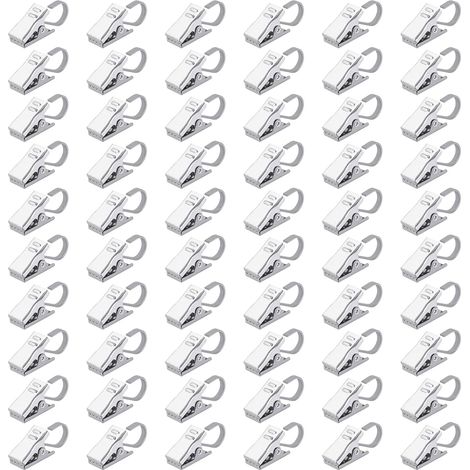 BRAVIX Pinces Rideaux Clips en Acier Inoxydable Crochets Rideau pour Anneaux Rideau Douche Partie Lumineuse Maison Décoration 100 Pièces (1/5)