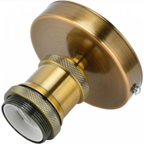 Portalampada a sospensione vintage E26 E27, portalampada da soffitto, staffa in metallo per applique da parete per la casa 100-240V (patina dorata) (1/4)