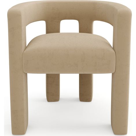 Fauteuil de salon pivotant en tissu bouclette beige (1/5)
