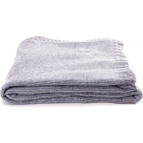 CENTRALE BRICO Plaid Chenille, bleu l.130 x L.170 cm