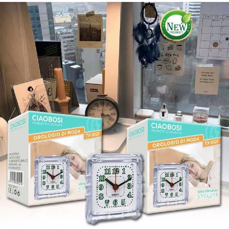 Trade Shop - Orologio Sveglia Analogica Luce Notturna Tx-9121 Allarme Tavolo Camera Silenziosa - (1/5)