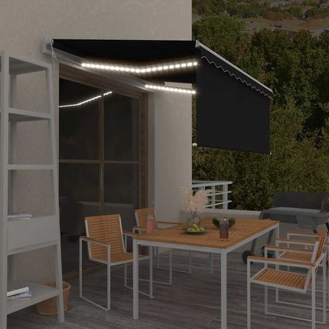 Auvent automatique store capteur de vent et LED Anthracite (1/5)