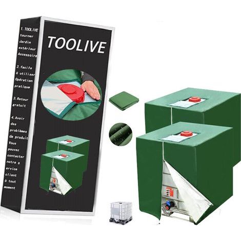 Bache pour Cuve 1000L IBC, 2 Pièces 420D Réservoir d'eau Couvercle, Anti-UV Anti-poussière Couverture Container Réservoir IBC,Bache de Protection Cuve IBC avec Fermeture éclair(116 x 100 x 120 cm) (1/5)