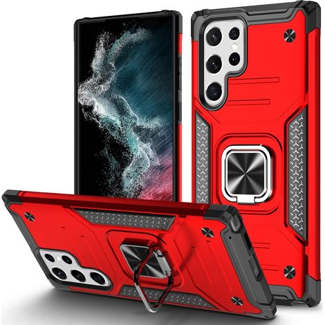 FUNDA ARMOR PARA SAMSUNG GALAXY S22 ULTRA 5G ROJO NEGRO + ANILLA SM-S908 (1/5)