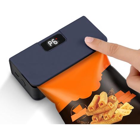 CCYKXAMini bleu Scelleuse de Sac Rechargeable avec Écran LED et Aimant, 6 Niveaux Température Soudeuse Sac Plastique Portable, Machine à ScellerCoupe-sac (1/5)